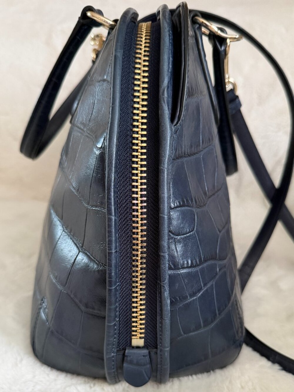 Coach Prince Street Satchel Navy Leather Crocodile-Embossed Crossbody/Handbag - Picture 4 of 16